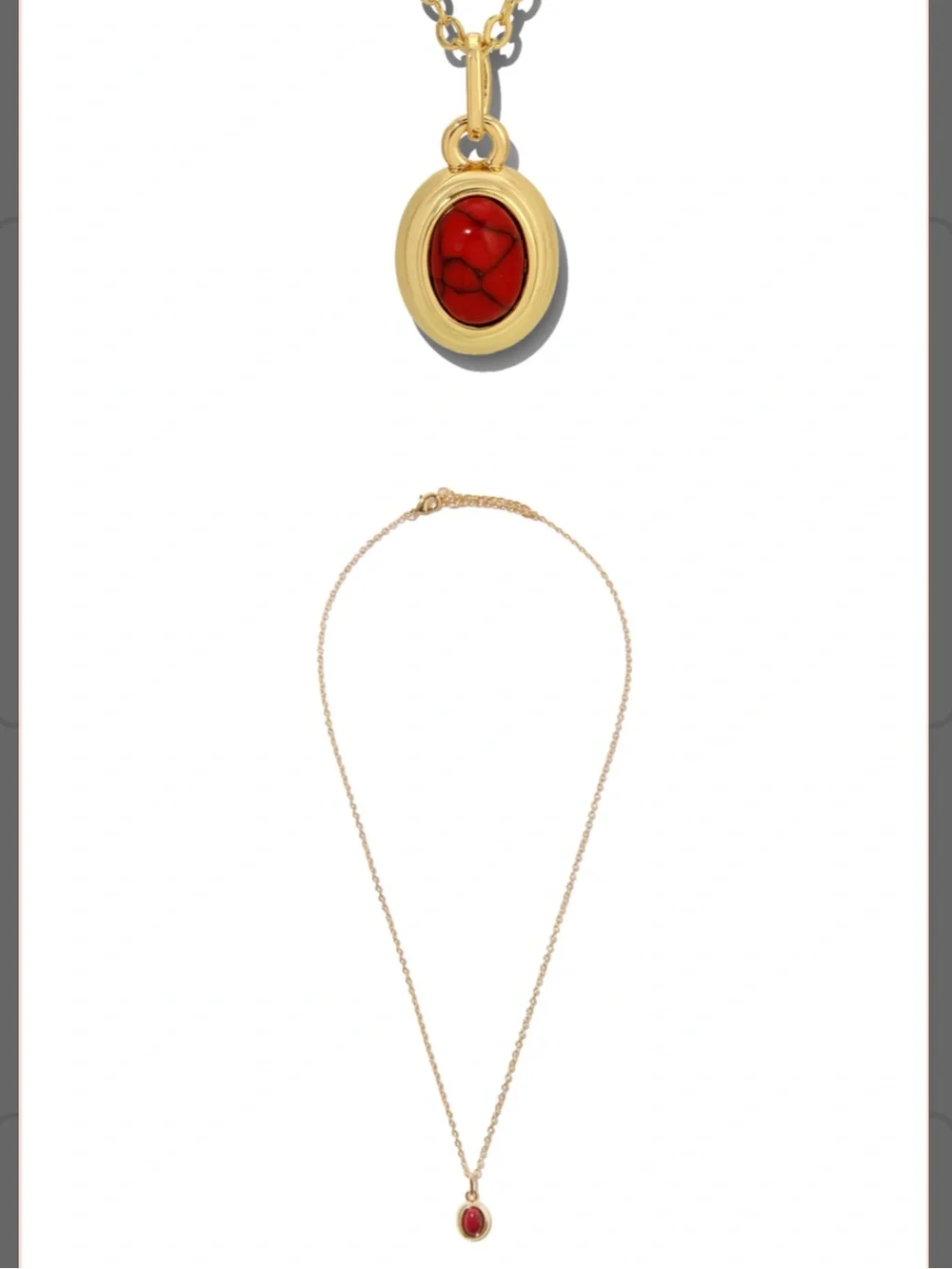 NWT Gold Necklace with Red Oval Pendant Necklace